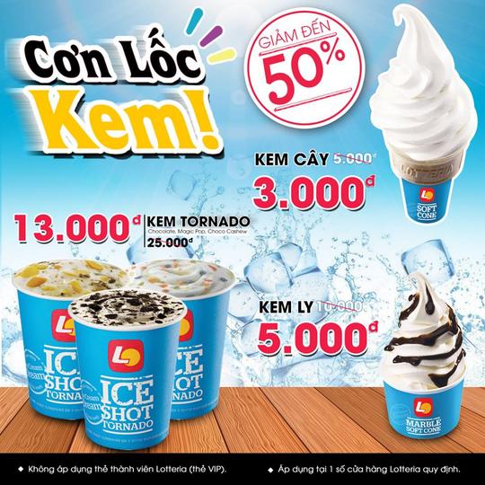 Lotteria cơn Lốc Kem Giảm 50%