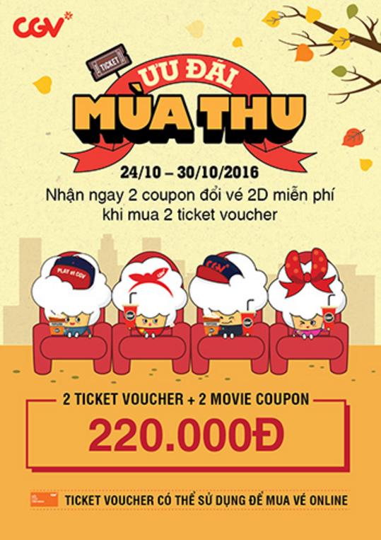 CGV 4 vé xem phim chỉ 220k