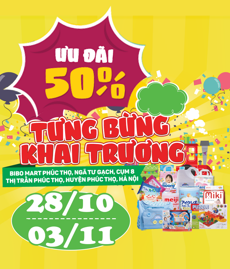 Bibo Mart tưng Bừng Khai Trương - Ưu Đãi 50%