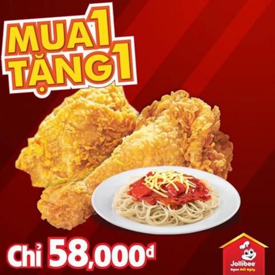 JolliBee 2 miếng gà và mì sốt bò bằm chỉ 58k
