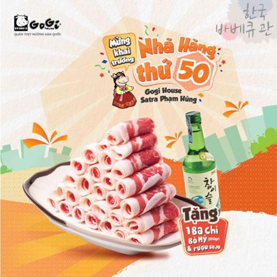 Gogi House tặng Bò Ba Chỉ Và Rượu Soju Cho Nhóm 4