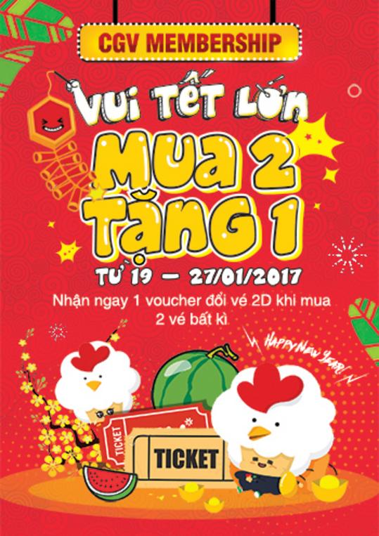CGV mua 2 vé bất kì tặng 1 vé 2D miễn phí