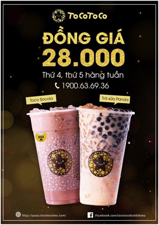 Tocotoco đồng giá 28k đồ uống size M