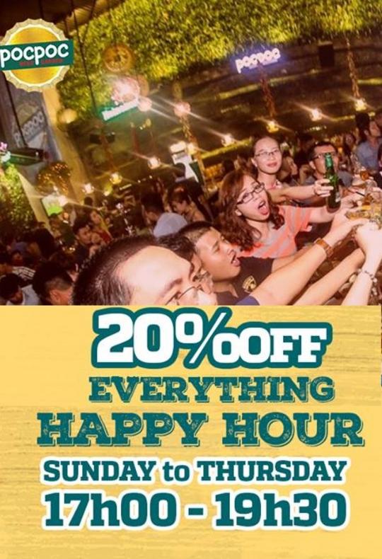 Poc Poc Beer Garden giảm 20% từ CN đến thứ 5 hàng tuần