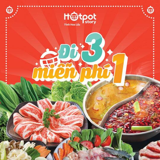 Hotpot Story ưu đãi đi 3 miễn phí 1 Buffet lẩu