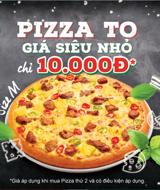The Pizza Company pizza chỉ 10k khi mua từ cái thứ 2