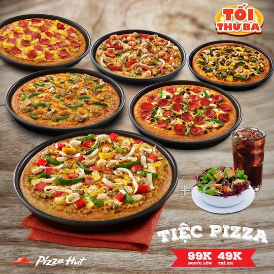 Pizza Hut tiệc pizza chỉ 99k tối thứ 3 hàng tuần