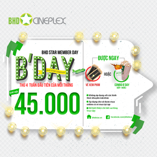 BHD Star Cineplex khuyến mãi vé xem phim chỉ với 45k