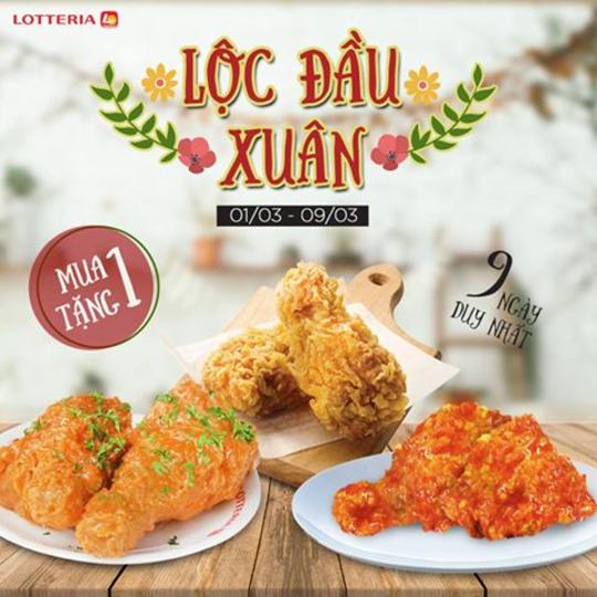 Lotteria mua 1 tặng 1 và giảm giá cho gà