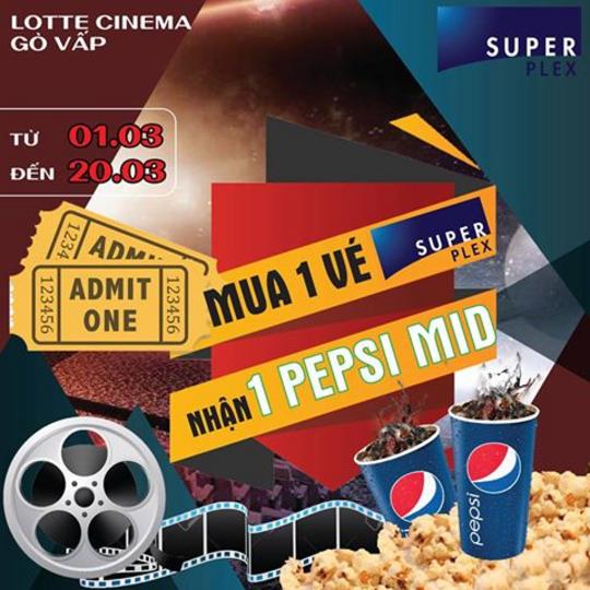 Lotte Cinema tặng 1 Pepsi khi xem phim phòng Superplex