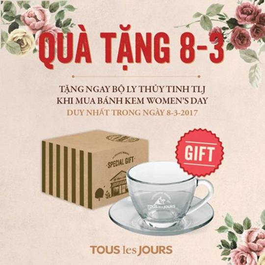 TOUS les JOURS tặng ly, đĩa thủy tinh khi mua bánh