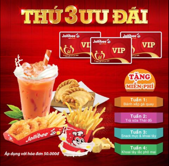 JolliBee ưu đãi thứ 3 cho chủ thẻ Vip