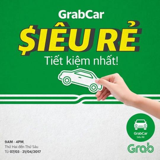 Grab đi Grab với giá rẻ hơn từ 9h00 - 16h00