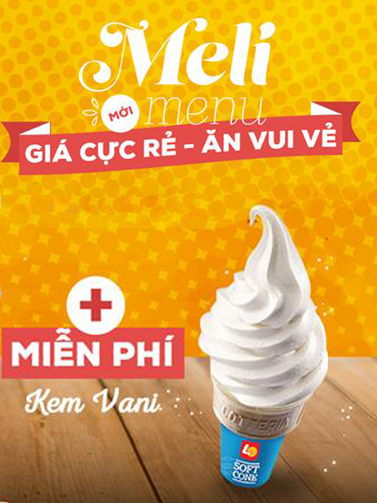Lotteria tặng kem Vani khi sử dụng Meli Menu