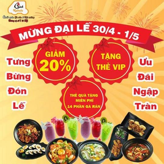 Chick Kebabs giảm 20% tống hóa đơn