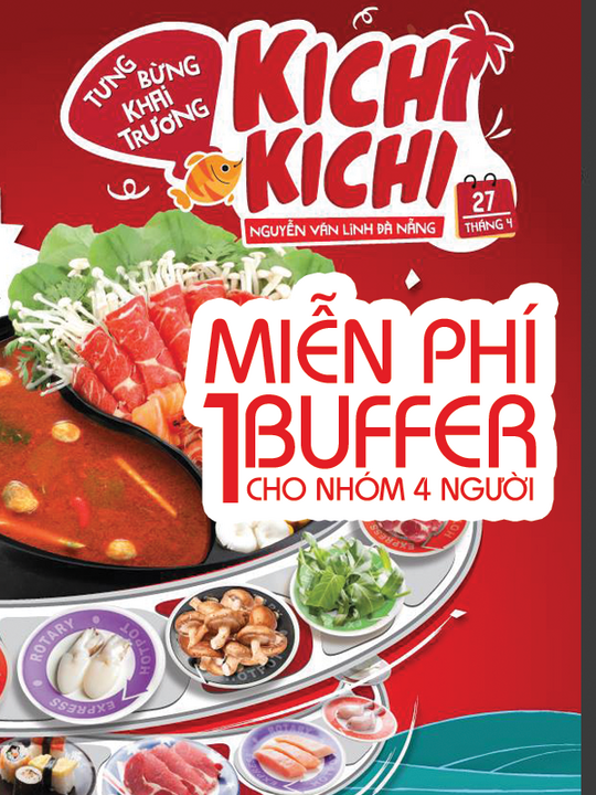 Kichi Kichi tặng 1 suất buffet cho nhóm 4 người