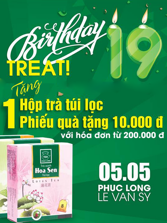 Phúc Long tặng hộp trà cùng 1 phiếu quà tặng 10K