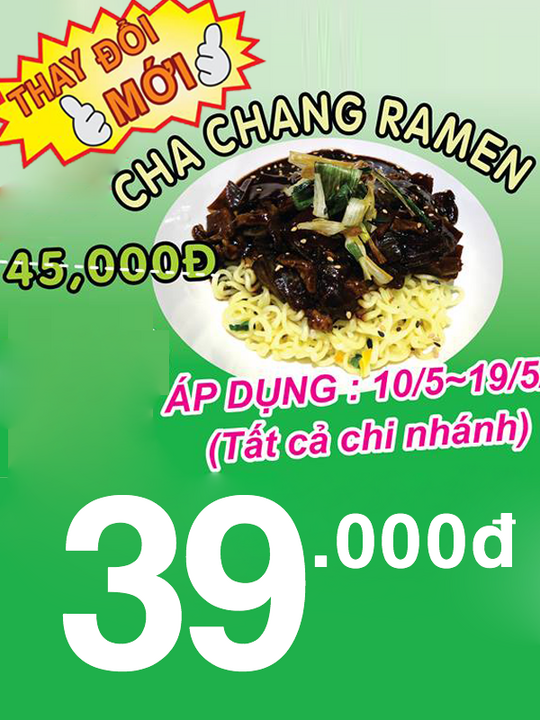Hanuri Korean Fast Food giảm giá món Mì ChaChang chỉ còn 39K