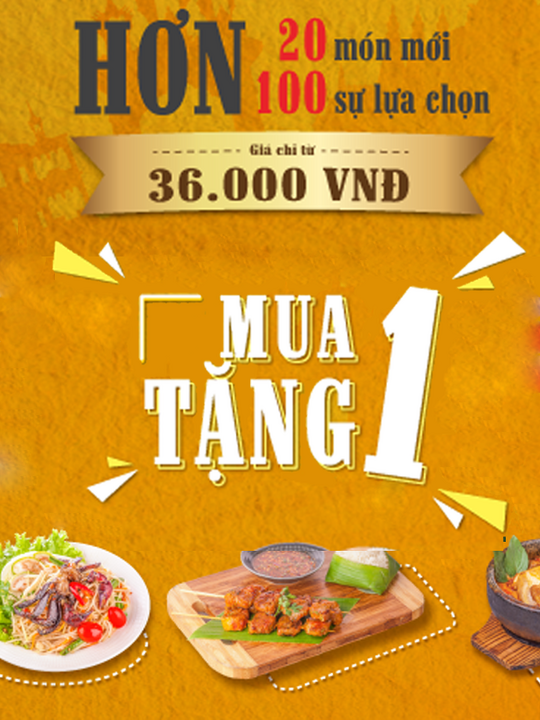 Khao lao mua 1 tặng 1 món ngon trong menu