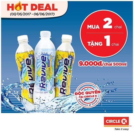 Circle K mua 2 chai Revive tặng ngay 1 chai 500ml