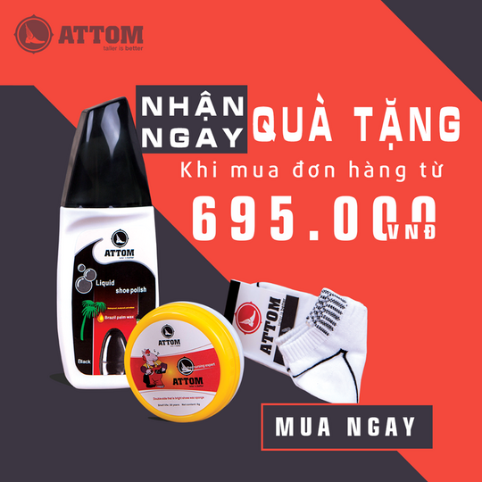 Giày Attom nhận quà tặng khi mua đơn hàng từ 695k
