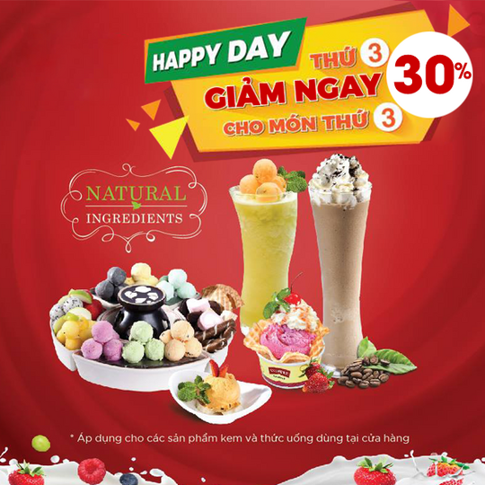 Snowee Gelato giảm 30% cho món thứ 3