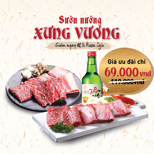 King BBQ rượu Soju giá chỉ 69k/chai