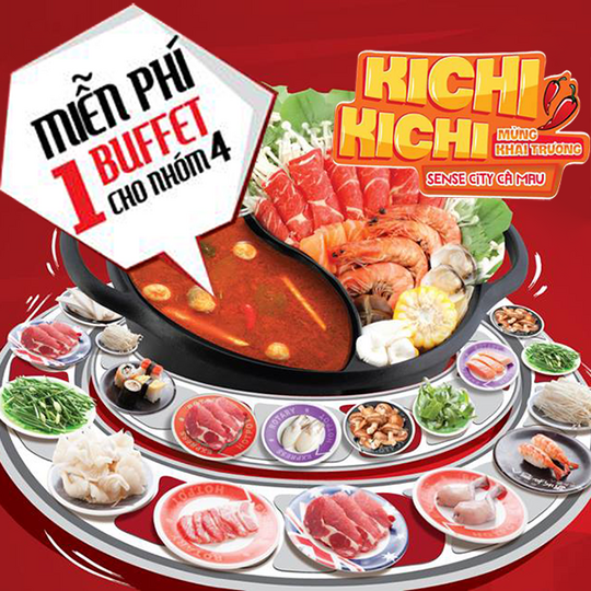 Kichi Kichi miễn phí 1 buffet cho nhóm 4 khách