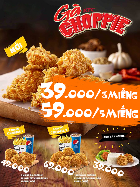 KFC combo Gà Choppie giá chỉ từ 49K