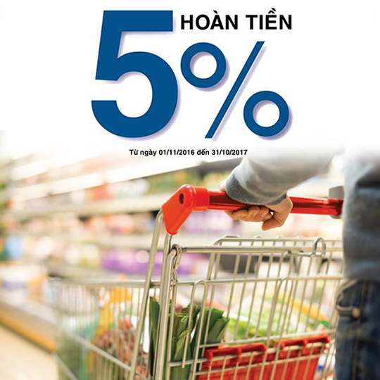 Shinhan Bank hoàn tiền 5% khi mua sắm tại Lotte Mart