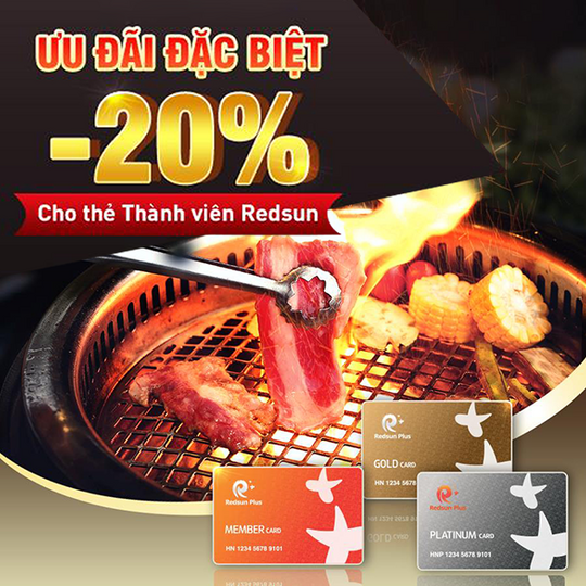 King BBQ giảm 20% cho thẻ thành viên Redsun Plus