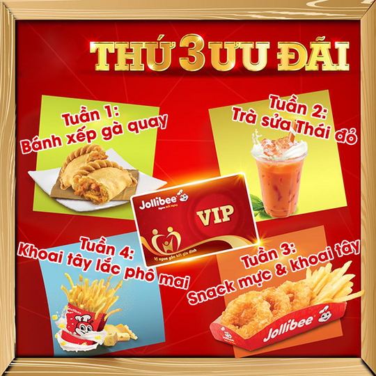 JolliBee ưu đãi cho chủ thẻ vip có hóa đơn từ 50K