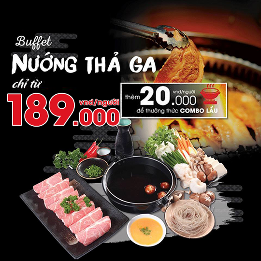 Tasaki BBQ nướng thả ga chỉ từ 189k tại Tasaki BBQ