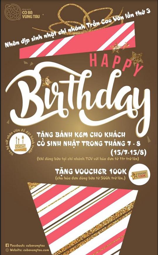 Bánh Khọt Cô Ba Vũng Tàu mừng sinh nhật lần 3 Trần Cao Vân