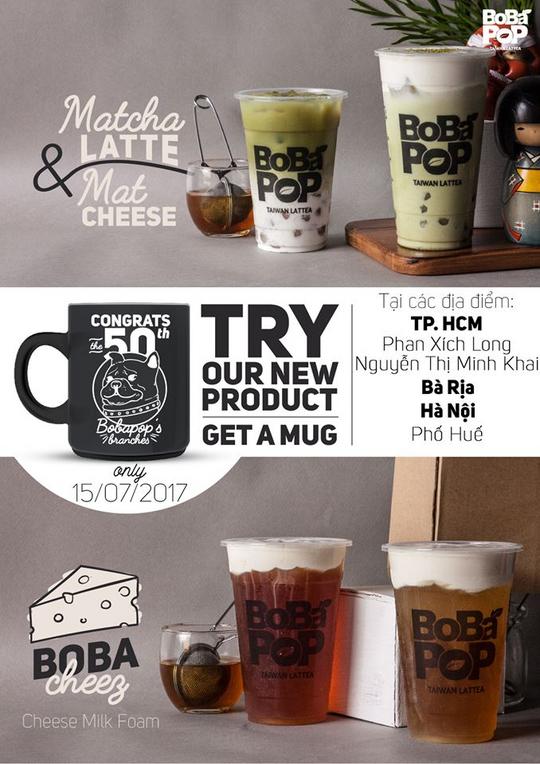 Bobapop mua trà sữa tặng ly sứ