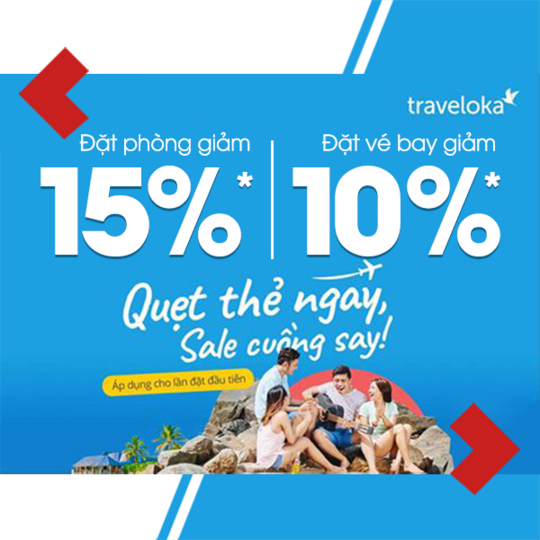 TechcomBank giảm 10-15% lần đầu sử dụng Traveloka 