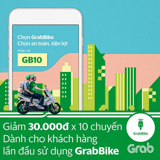 Grab tặng 10 chuyến GrabBike miễn phí