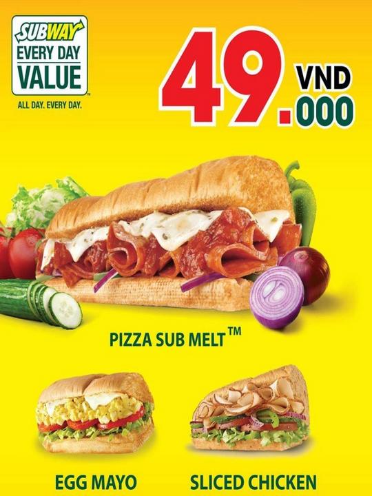 SUBWAY VIETNAM chỉ 49k cho 1 phần bánh mỳ