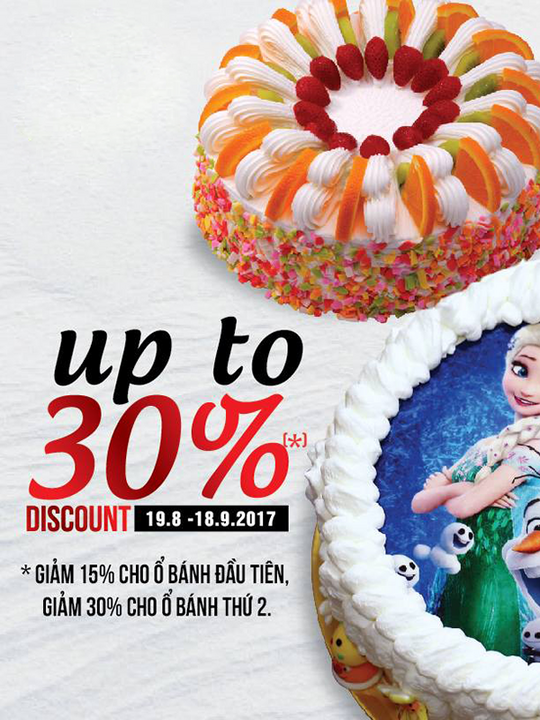 Bud's Ice Cream bánh kem khuyến mãi giảm tới 30%
