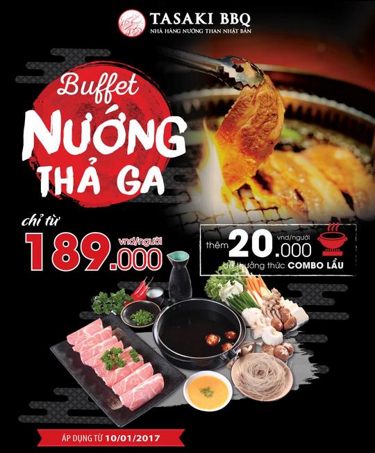 Tasaki BBQ nướng thả ga chỉ từ 189k tại Tasaki BBQ