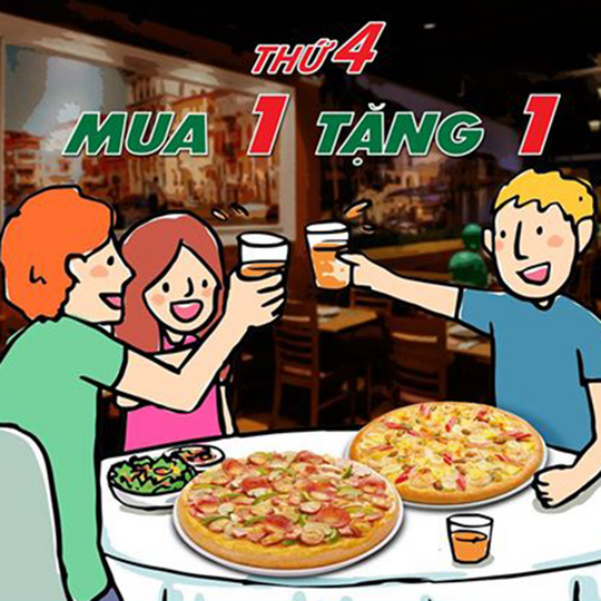 The Pizza Company mua 1 tặng 1 vào thứ 4