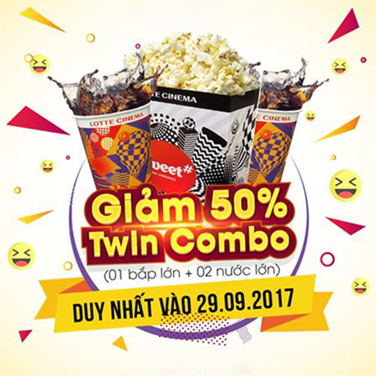 Lotte Cinema giảm 50% cho combo bắp nước