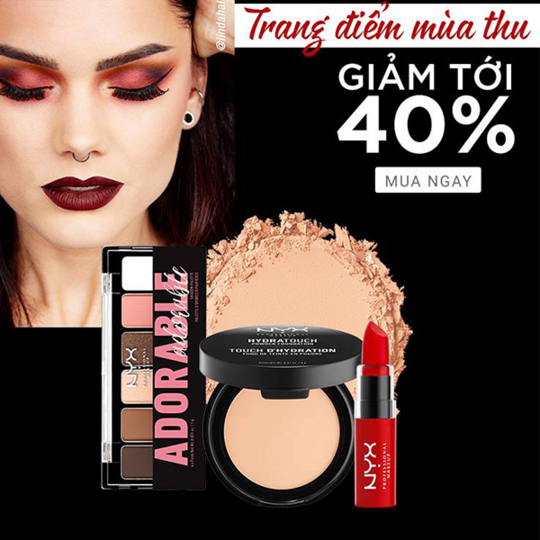 NYX giảm 40% cho mỹ phẩm NYX khi mua tại Tiki