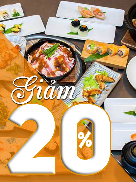 Isushi giảm 20% cho toàn bộ menu đồ ăn