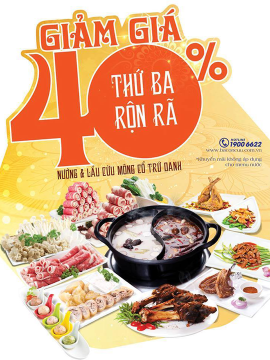 Ba con cừu giảm 40% nhóm 4 người vào thứ 3