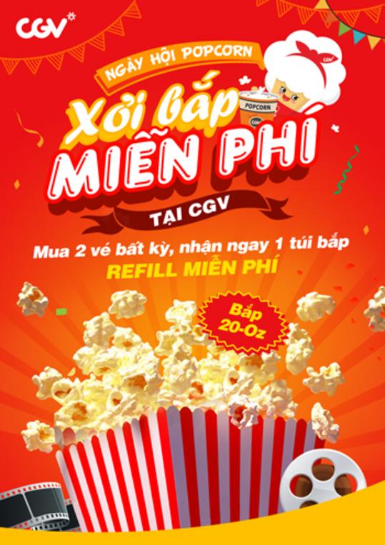 CGV tặng bắp miễn phí khi mua 2 vé xem phim