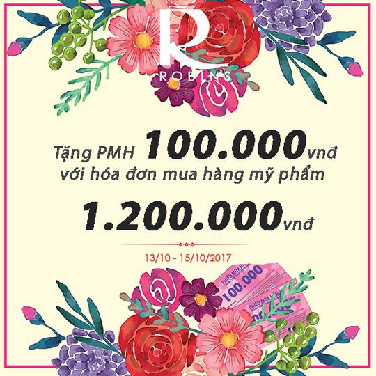 ROBINS Department Store tặng voucher 100k tại Royal City
