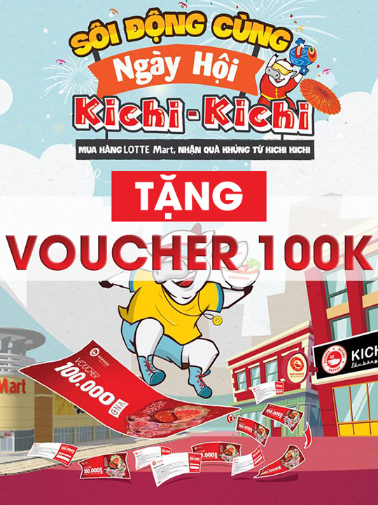 LOTTE Mart  tặng voucher  giảm 100k tại Kichi Kichi