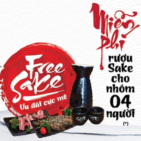 Yakimono tặng rượu sake cho nhóm 4 người