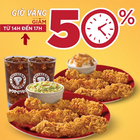 Popeyes giảm 50% combo gà giòn không xương